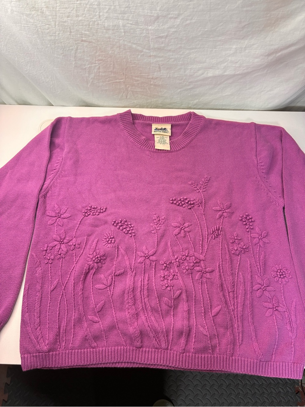 Vintage Northern Reflections Floral Crewneck Sweater - Bright Pink